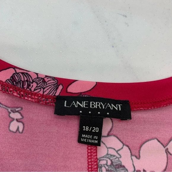 Lane Bryant Sleeveless Top Size 18/20  Pink Floral Tiered‎ Hi Low Stretch Tunic - Picture 7 of 10